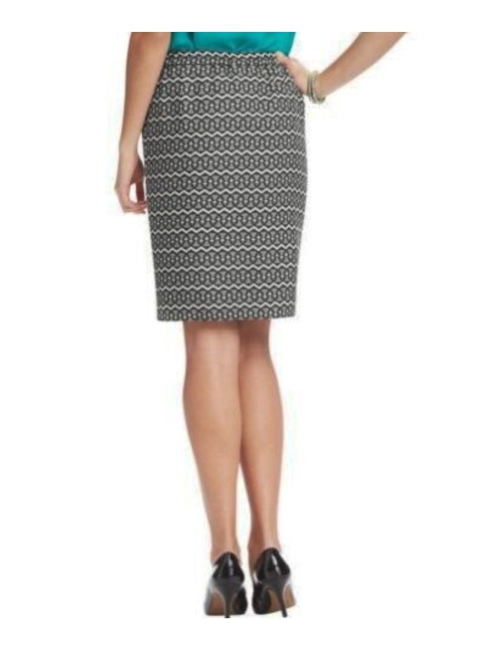 LOFT Black White Geometric Print Mini Skirt Elastic Waist Pull-On Size M NWT - Picture 3 of 14